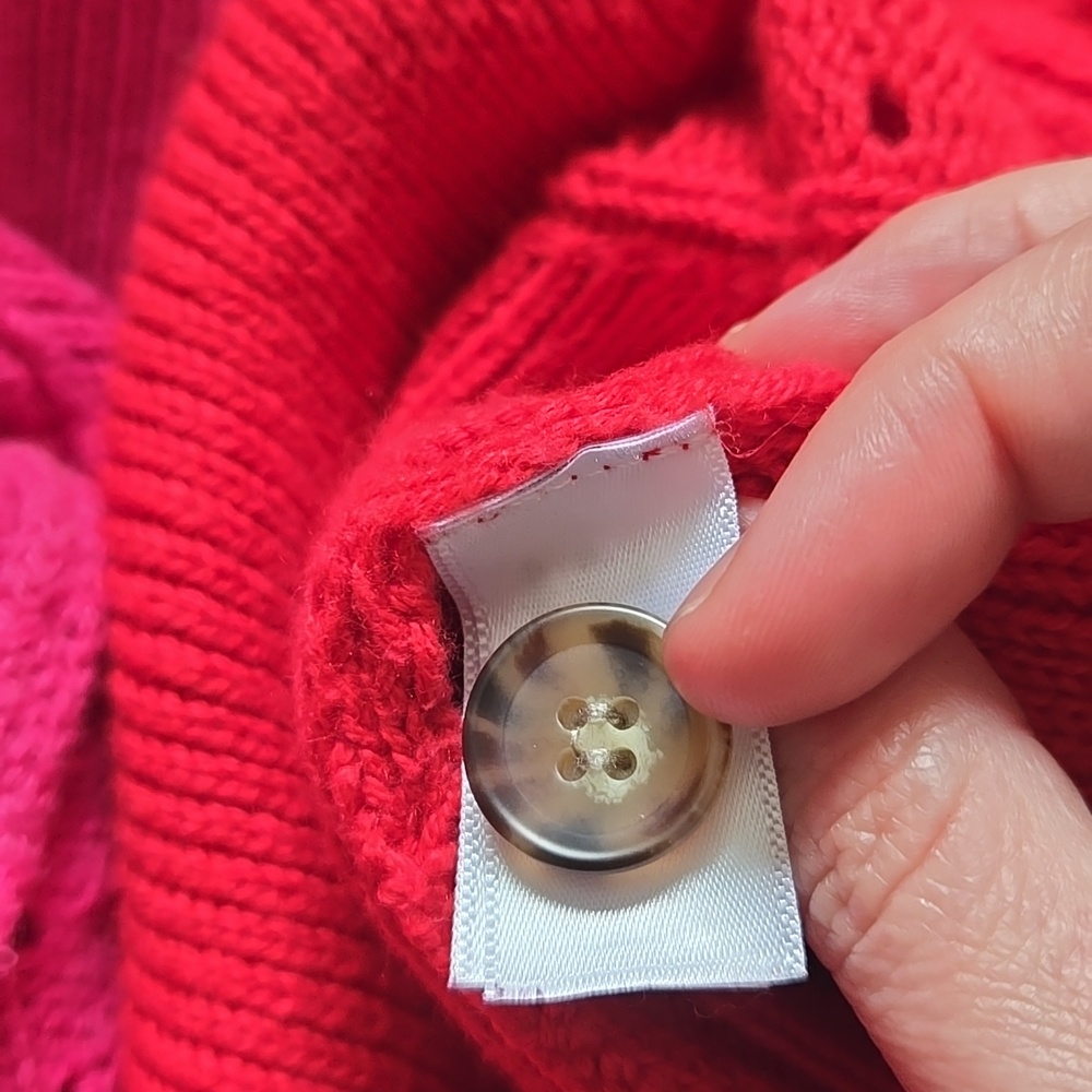 Marine Layer Wool Blend Colorblock Pink Red V-Neck Button Cozy Chic Cardigan New - Picture 8 of 8